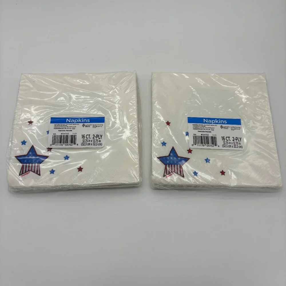 Napkins Fourth 4th of July Patriotic American Truck Stars Print, 16ct 2-ply (x2)